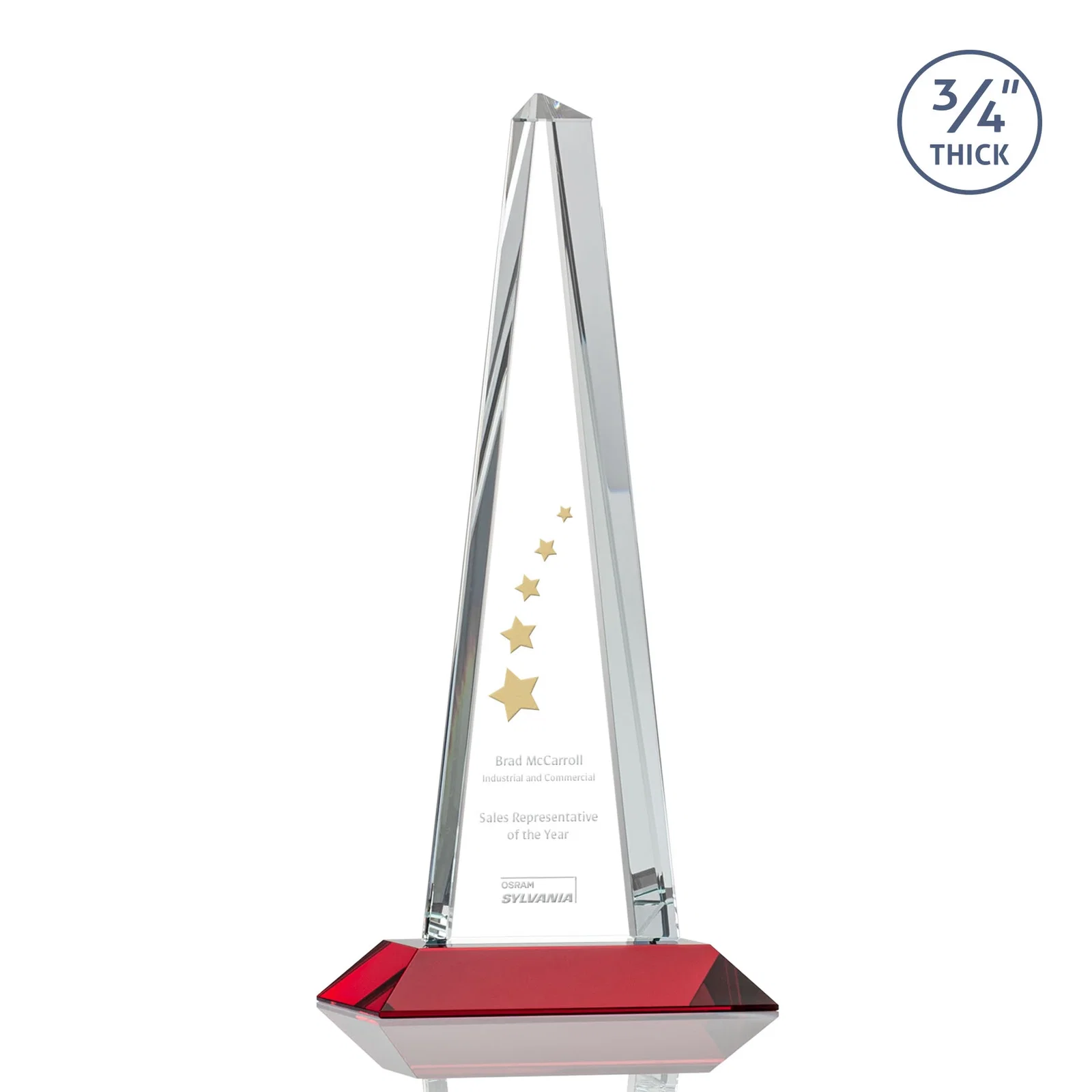 Promotional Starfire Crystal Tower Award With a Matching Crystal Base for team milestone celebrations