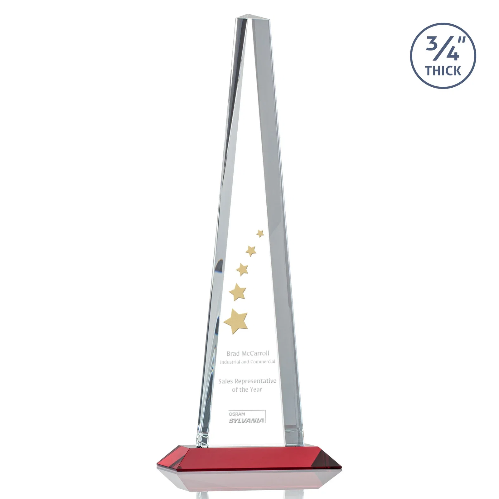 Promotional Starfire Crystal Tower Award With a Matching Crystal Base for graduation ceremonies