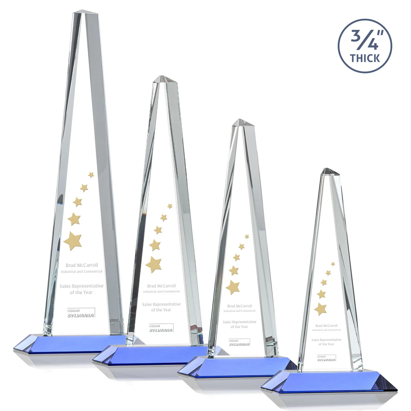 Promotional Starfire Crystal Tower Award With a Matching Crystal Base for safety achievement programs