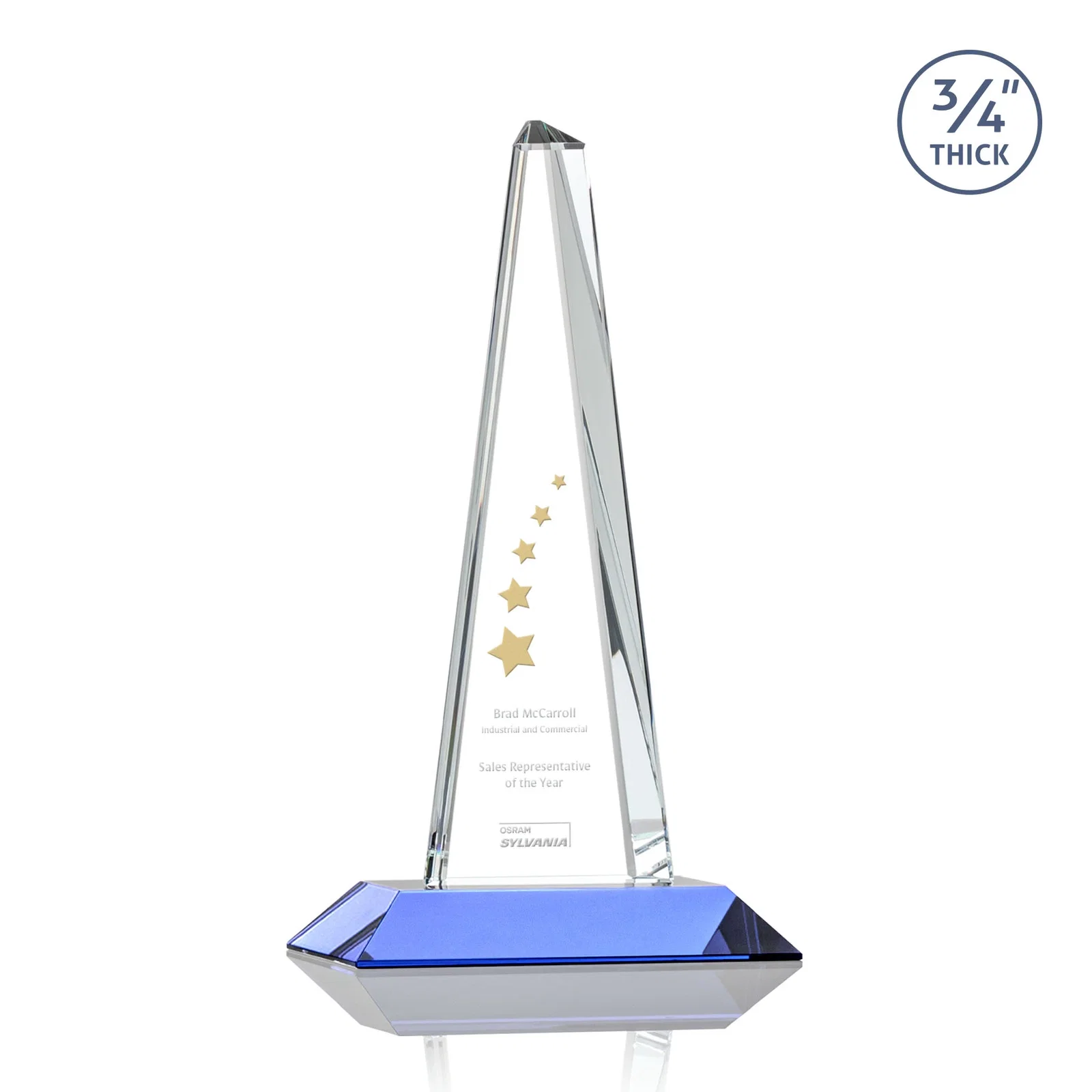 Promotional Starfire Crystal Tower Award With a Matching Crystal Base for volunteer appreciation