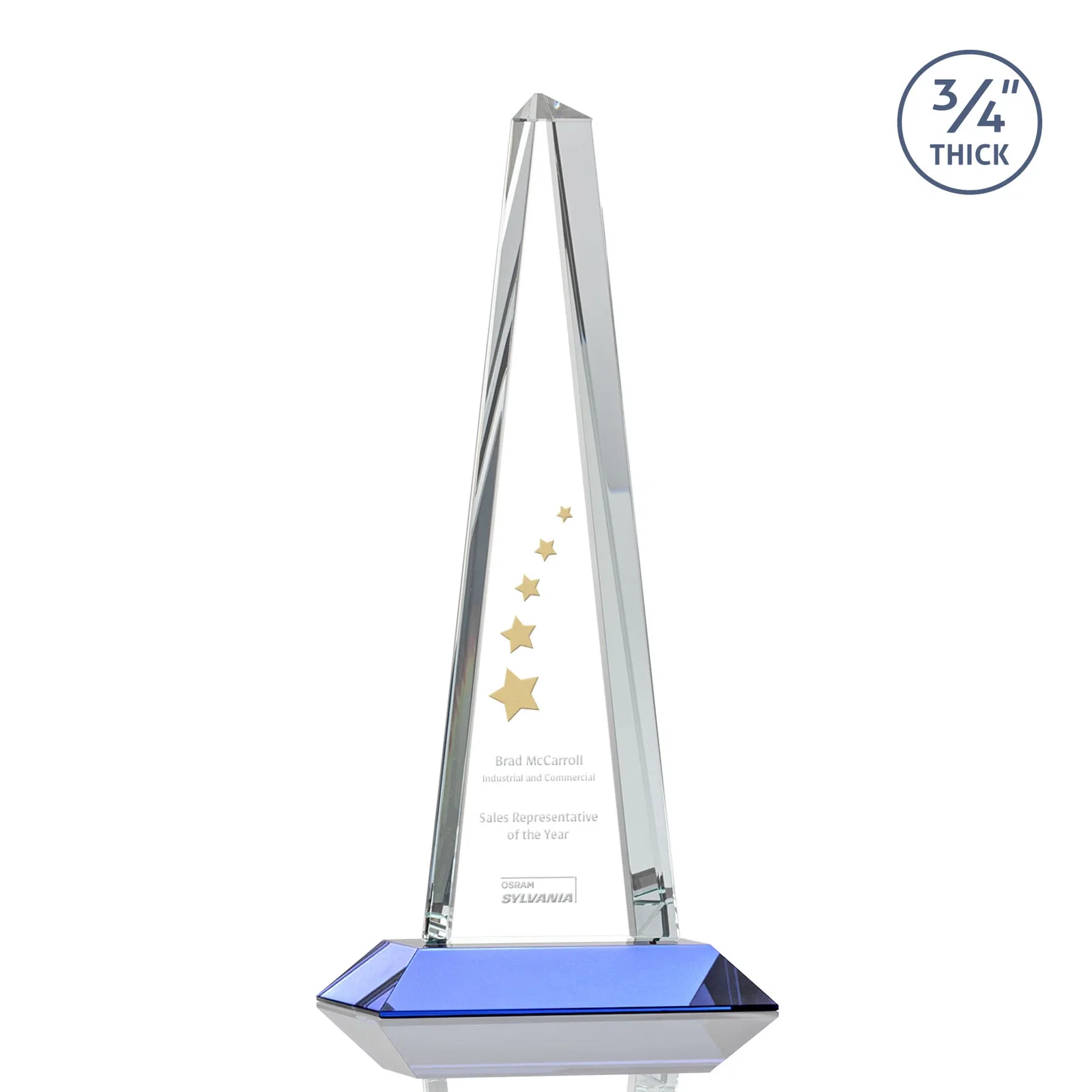 Promotional Starfire Crystal Tower Award With a Matching Crystal Base for dealer and partner awards