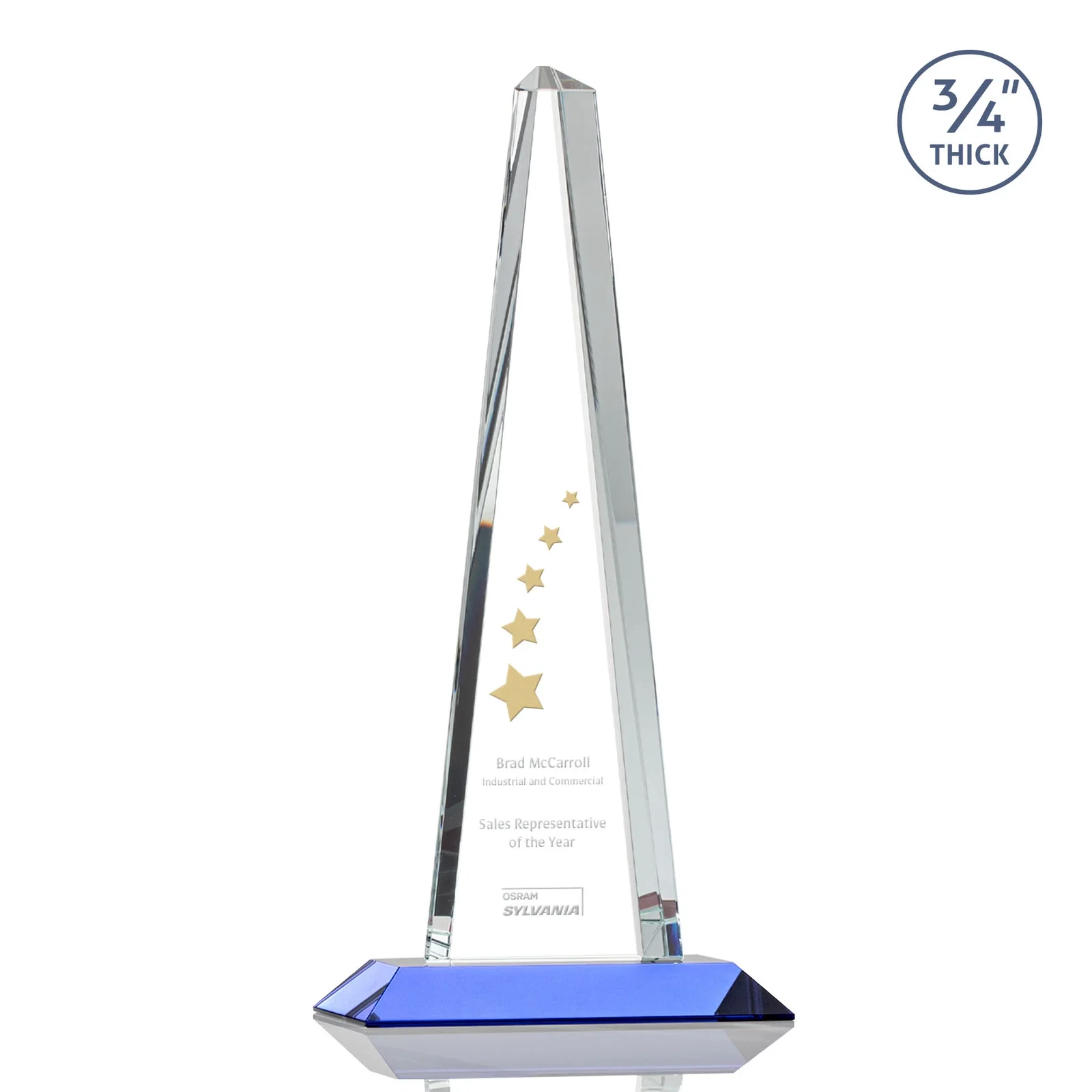 Promotional Starfire Crystal Tower Award With a Matching Crystal Base for company anniversary events