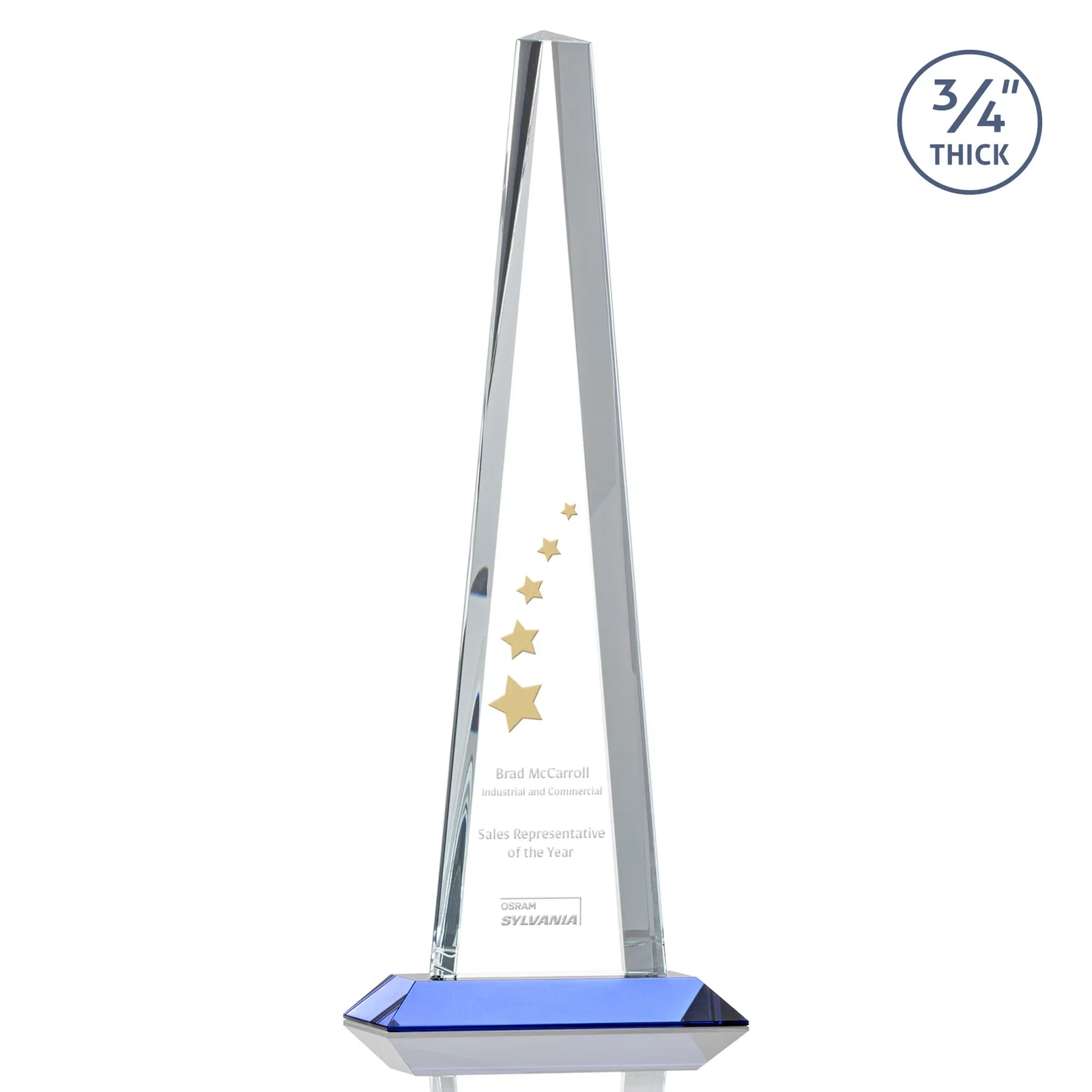 Branded Starfire Crystal Tower Award With a Matching Crystal Base for employee recognition