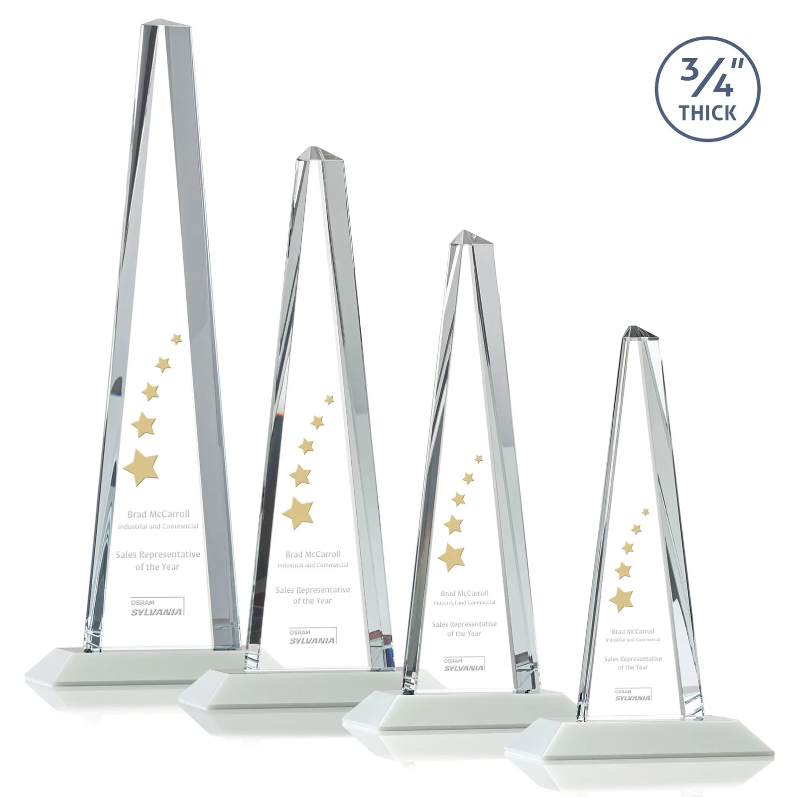 Branded Starfire Crystal Tower Award With a Matching Crystal Base for corporate award ceremonies