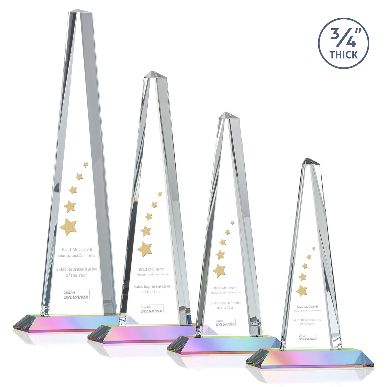 Branded Starfire Crystal Tower Award With a Matching Crystal Base for donor appreciation