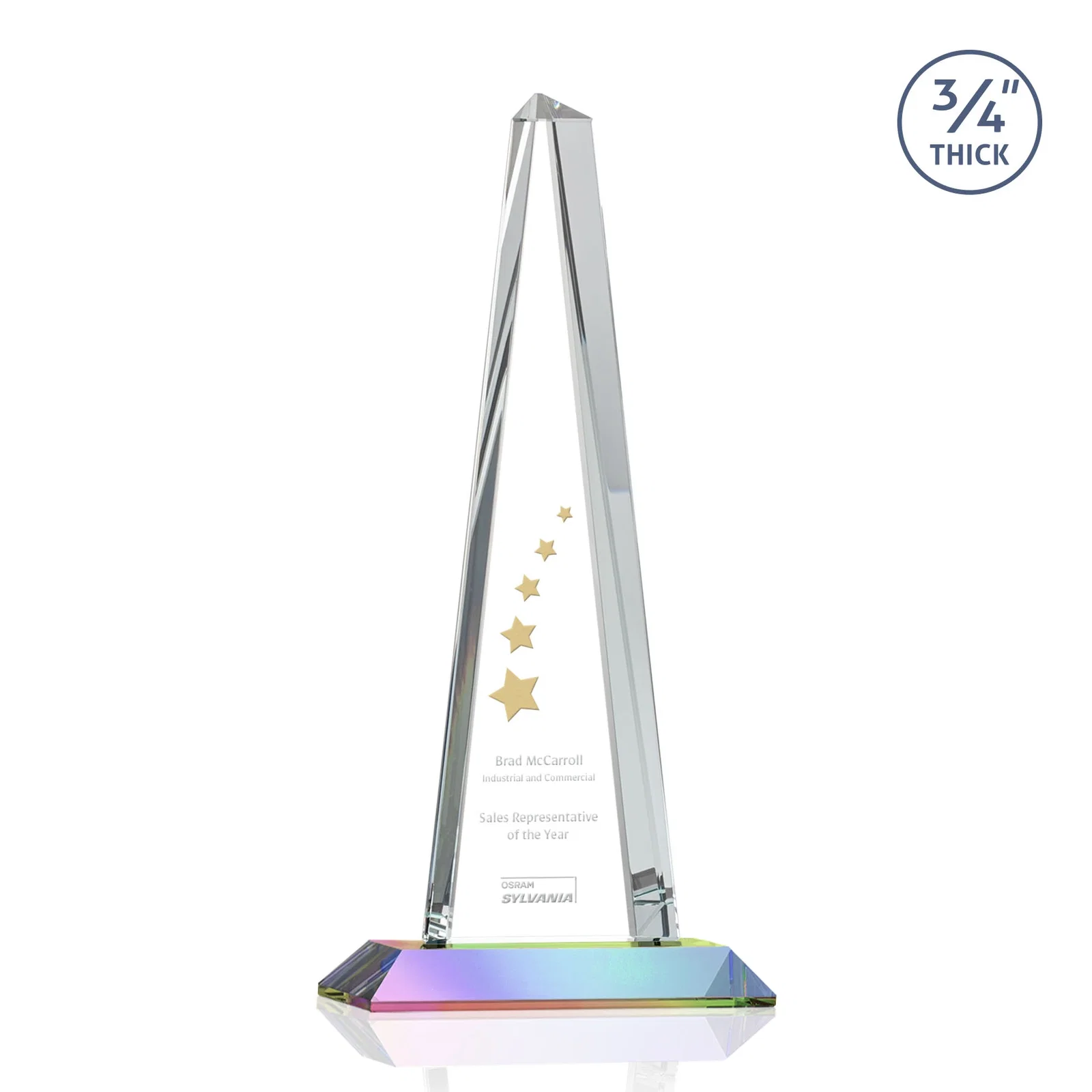 Branded Starfire Crystal Tower Award With a Matching Crystal Base for safety achievement programs