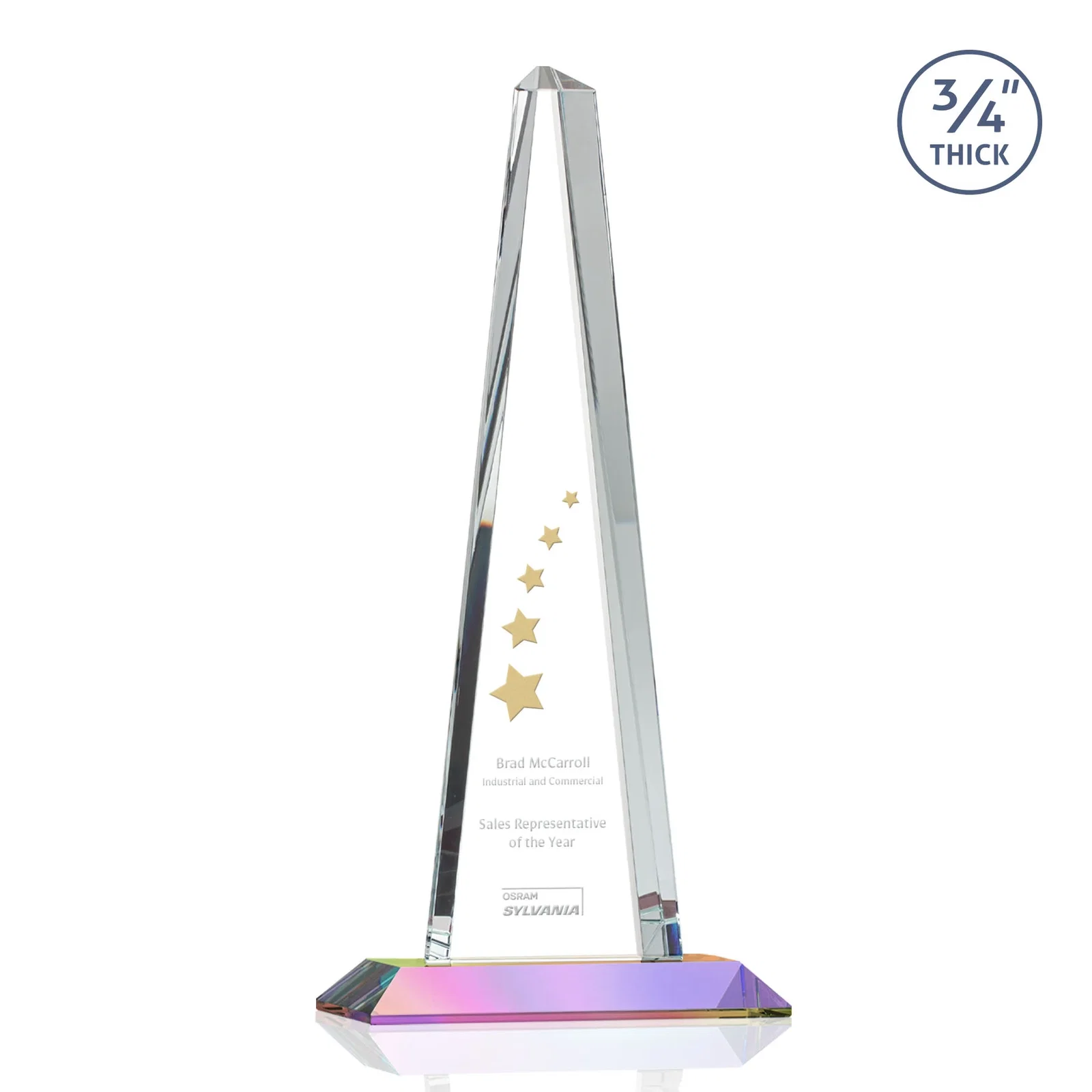 Branded Starfire Crystal Tower Award With a Matching Crystal Base for volunteer appreciation