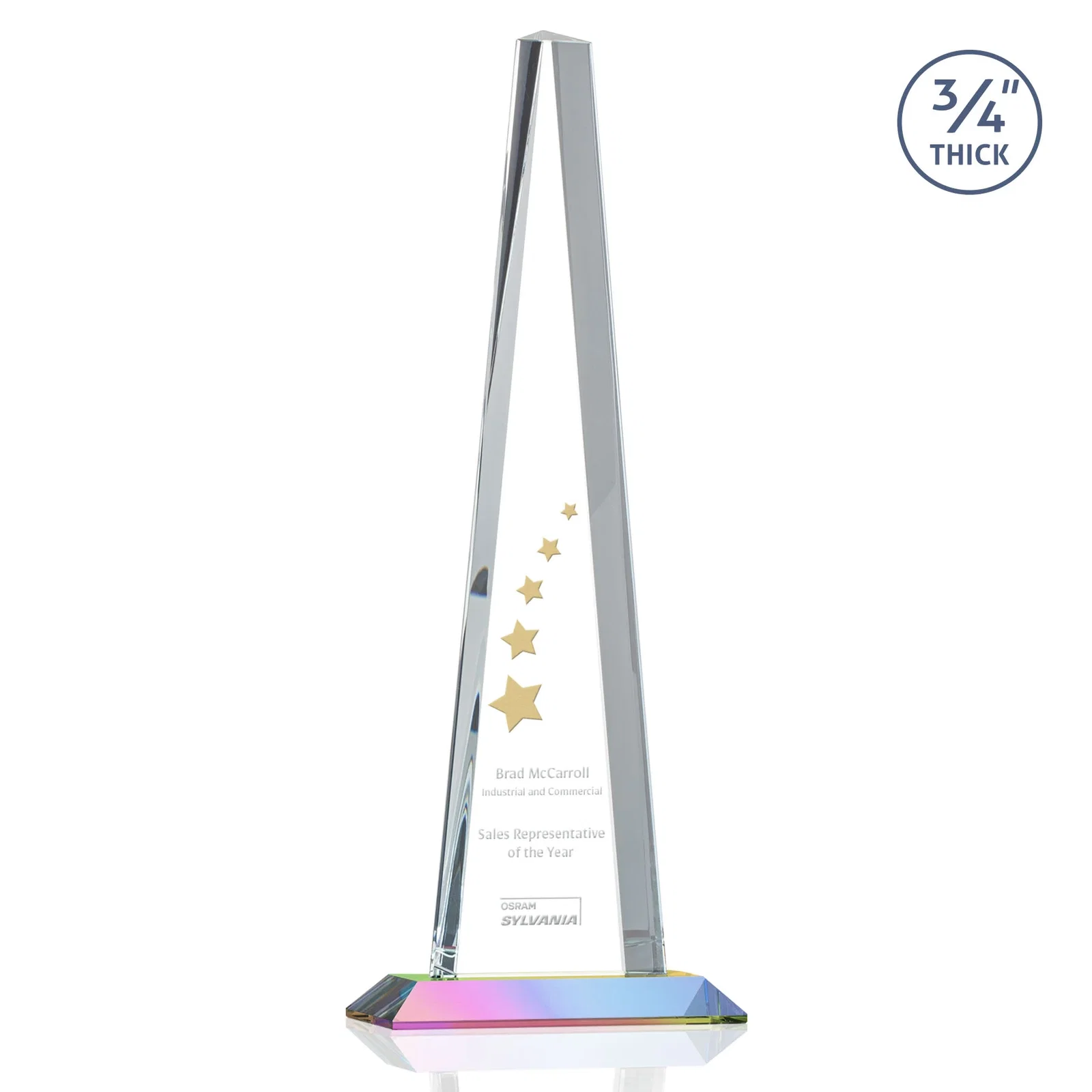Branded Starfire Crystal Tower Award With a Matching Crystal Base for dealer and partner awards