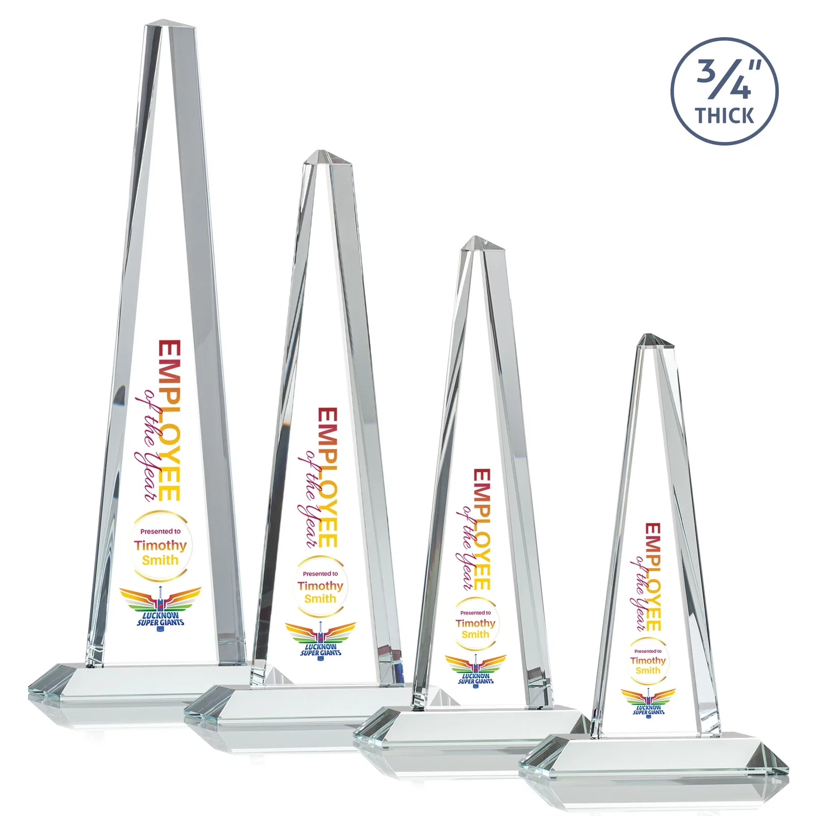 Branded Starfire Crystal Tower Award With a Matching Crystal Base for company anniversary events