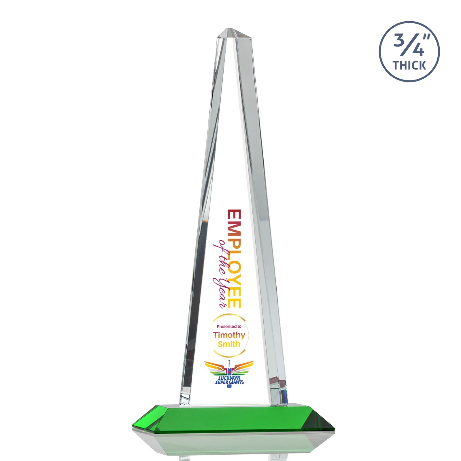 Customized Starfire Crystal Tower Award With a Matching Crystal Base for employee recognition