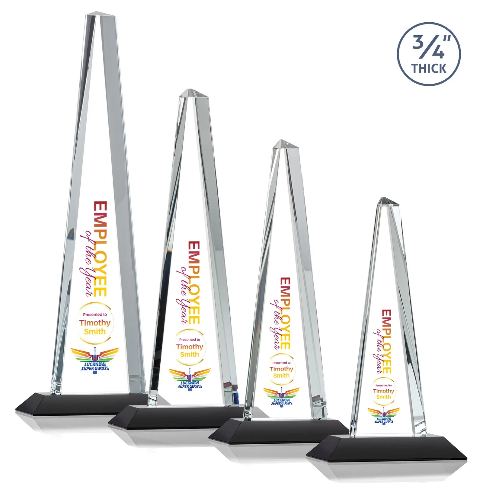 Customized Starfire Crystal Tower Award With a Matching Crystal Base for service anniversary gifts
