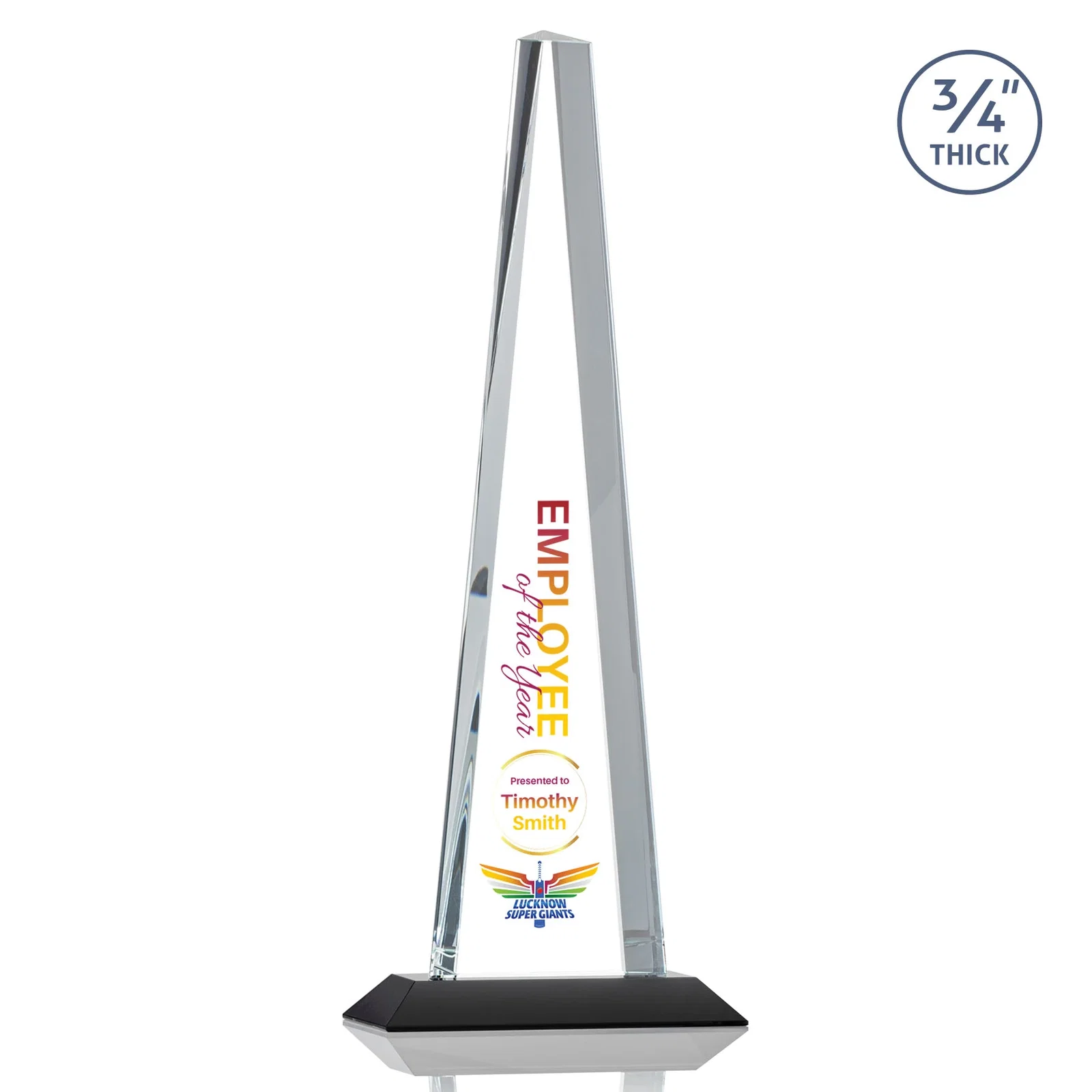 Customized Starfire Crystal Tower Award With a Matching Crystal Base for donor appreciation