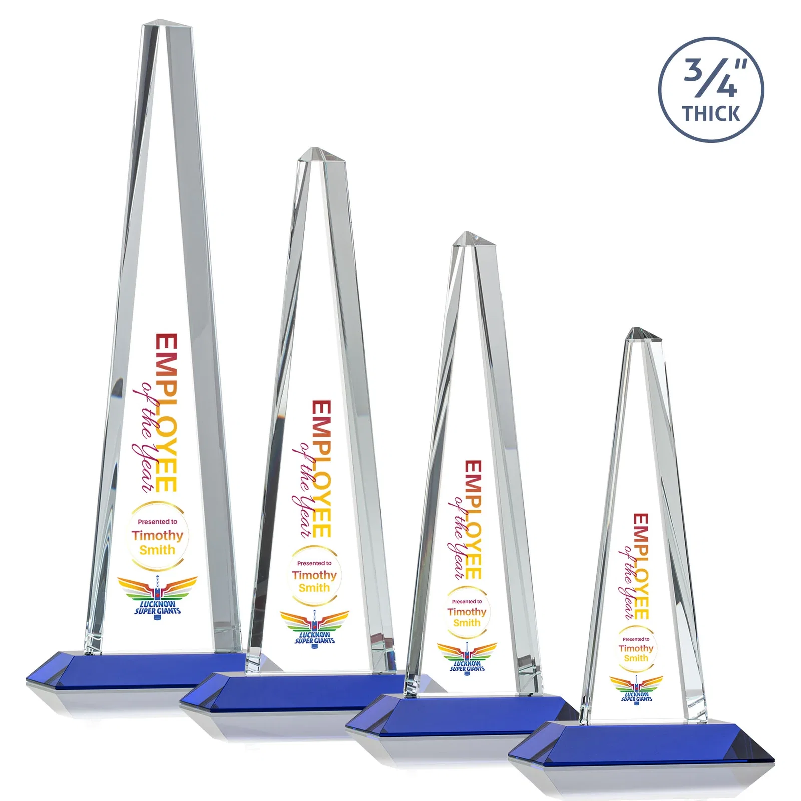 Customized Starfire Crystal Tower Award With a Matching Crystal Base for graduation ceremonies