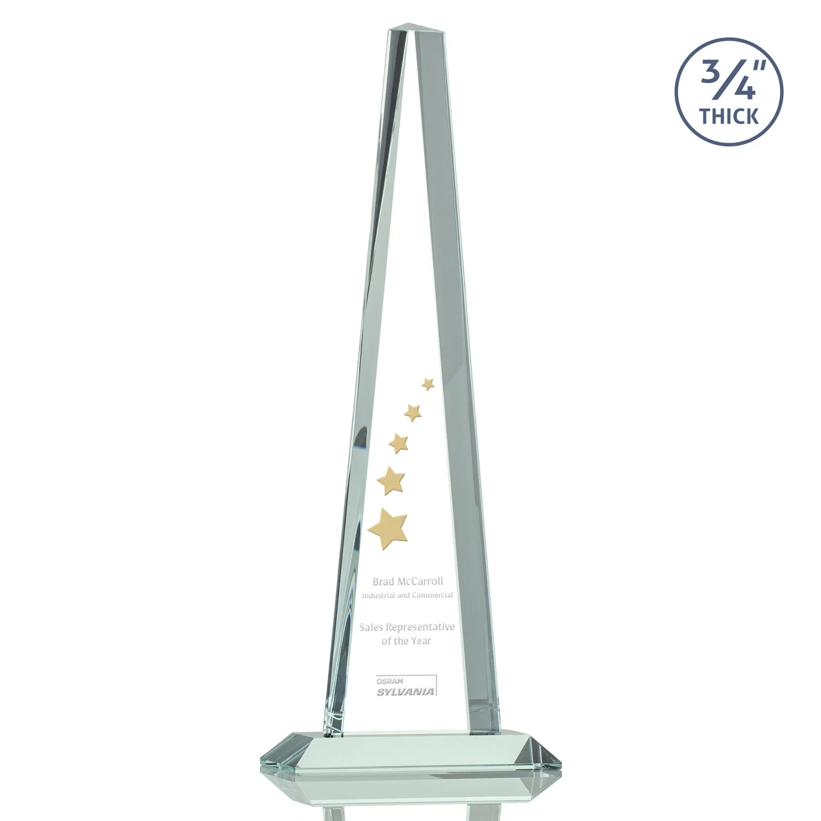Custom Starfire Crystal Tower Award With a Matching Crystal Base for donor appreciation