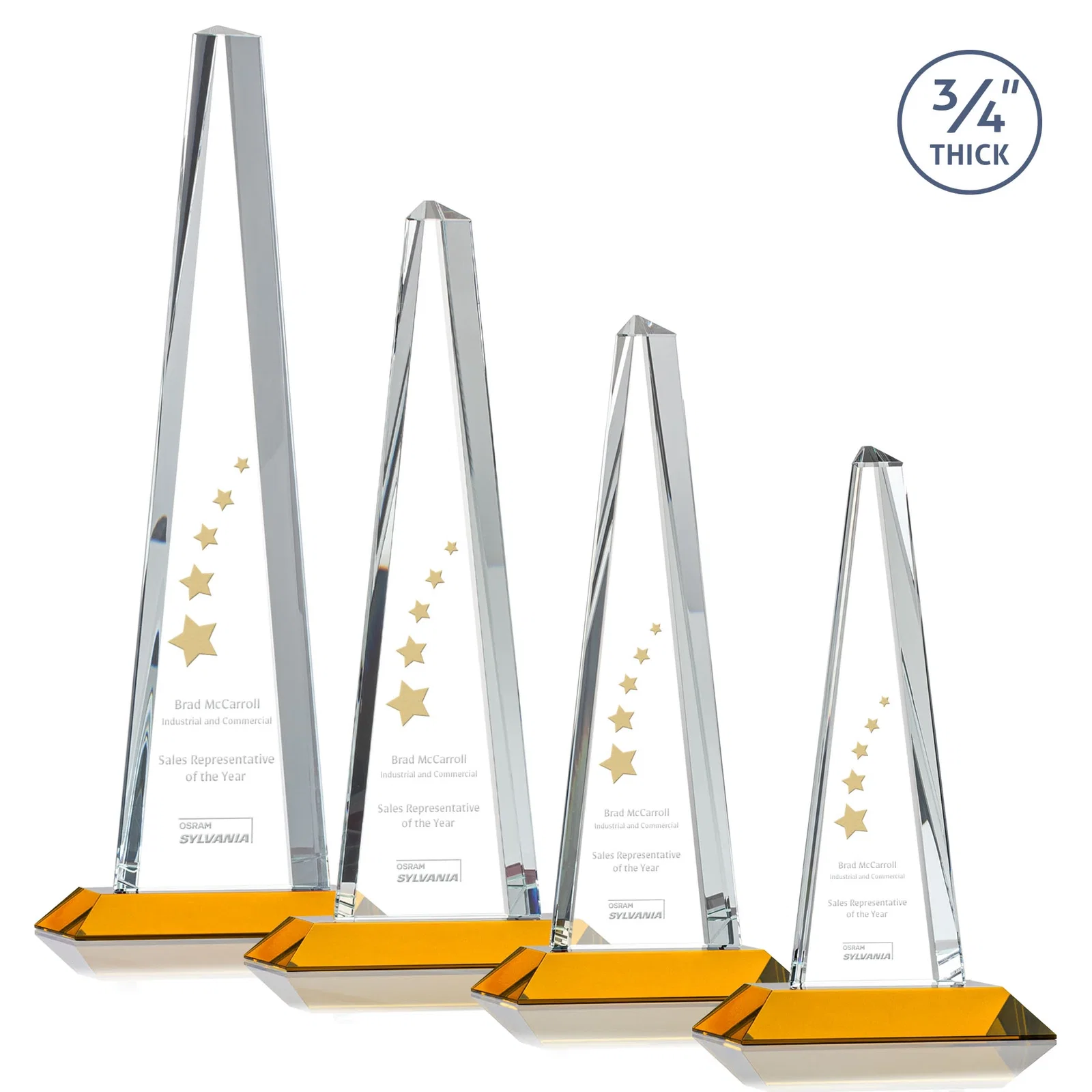 Custom Starfire Crystal Tower Award With a Matching Crystal Base for graduation ceremonies