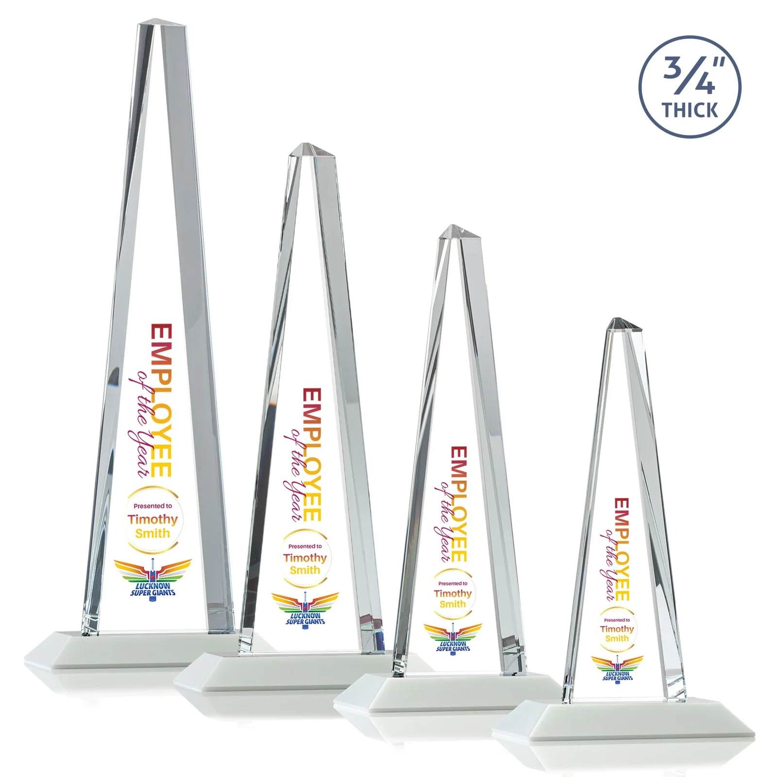 Custom Starfire Crystal Tower Award With a Matching Crystal Base, with your logo for sales achievement awards