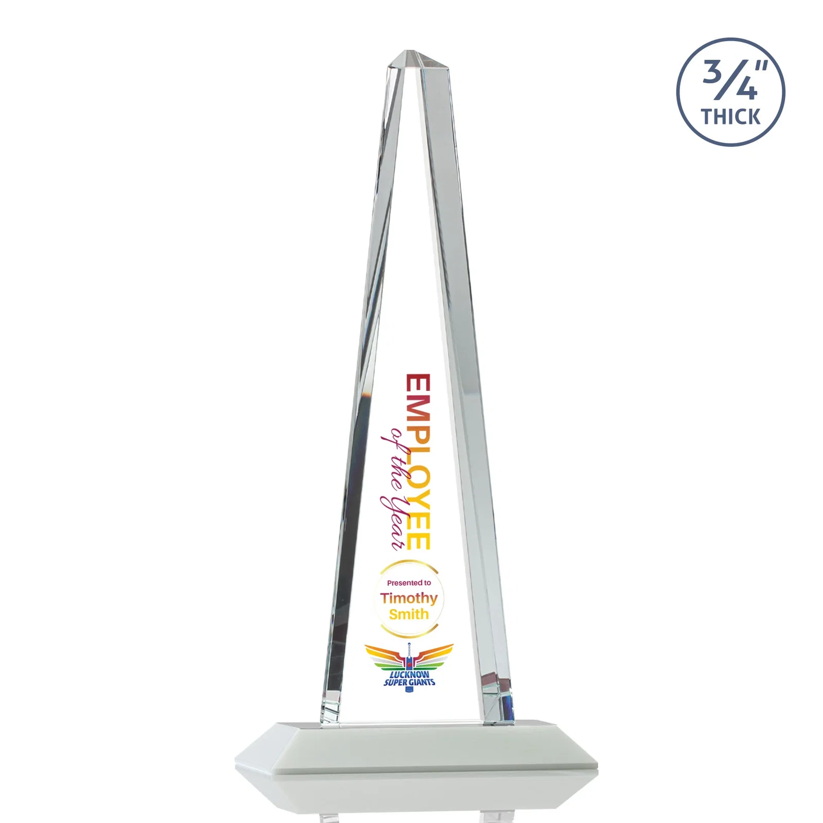 Custom Starfire Crystal Tower Award With a Matching Crystal Base, with your logo for donor appreciation