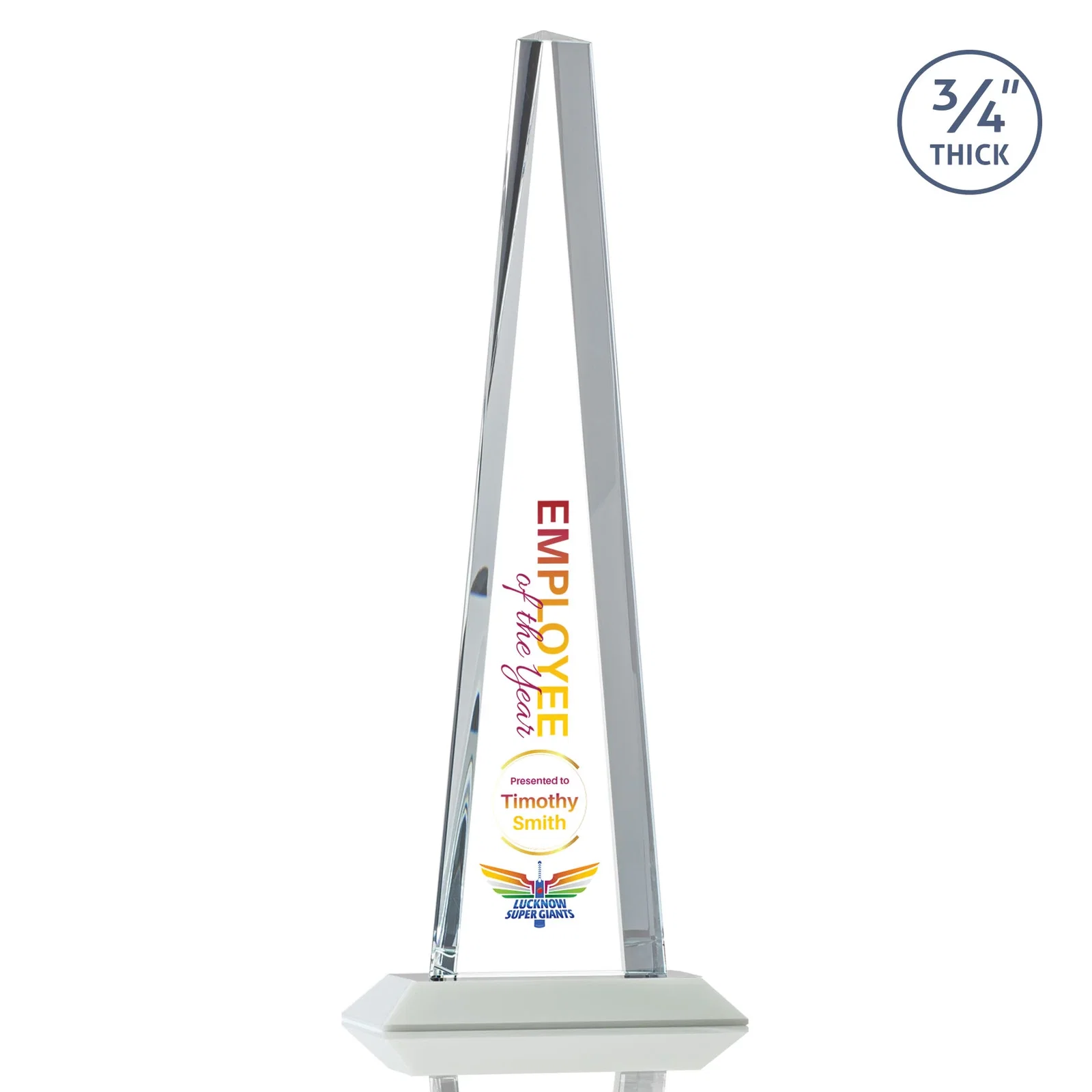 Custom Starfire Crystal Tower Award With a Matching Crystal Base, with your logo for graduation ceremonies
