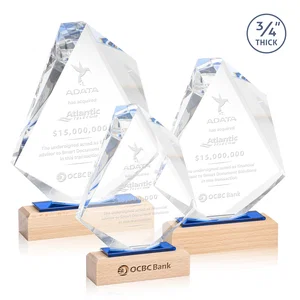 Starfire Crystal Elongated Diamond Award on Beechwood Base