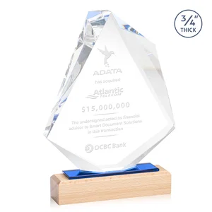 Starfire Crystal Elongated Diamond Award on Beechwood Base