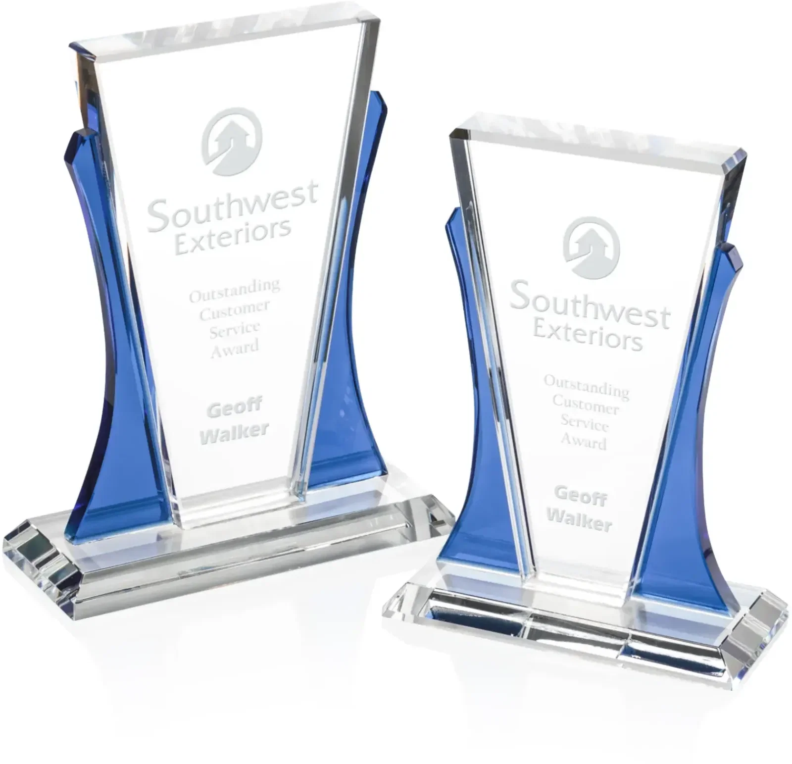 Crystal Award with Flared Blue Shoulders
