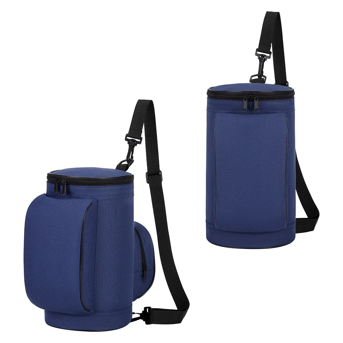 Side profile of the promotional Malibu 8-Can Polyester Crossbody Cooler Bag