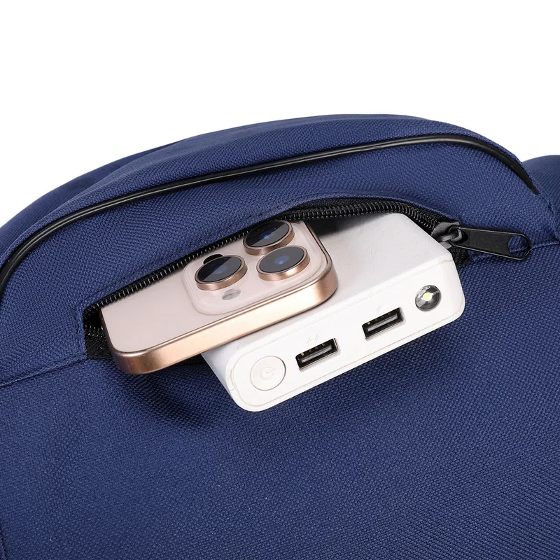 Back view of the custom Malibu 8-Can Polyester Crossbody Cooler Bag showing the adjustable strap