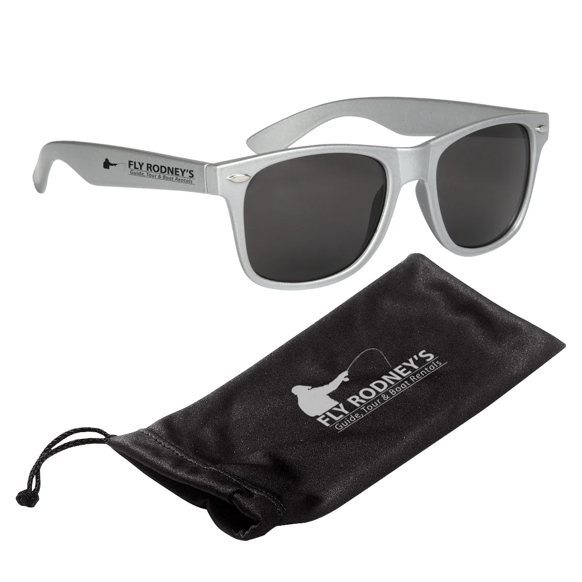 Front view of the molded frame and tinted lenses