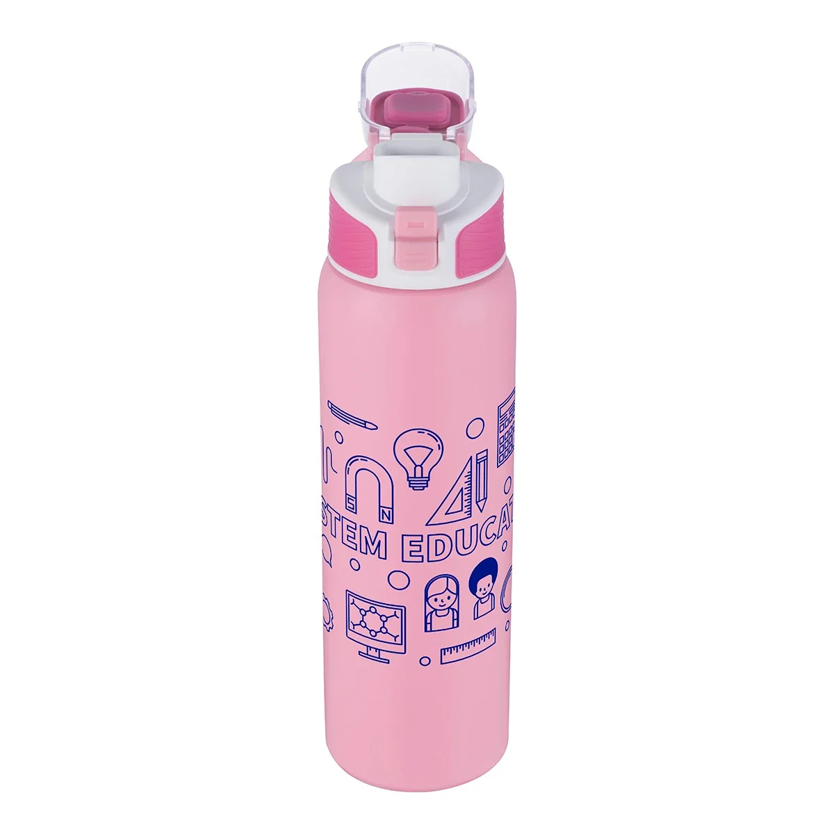 Malone bottle shown in pink with a sample logo imprint