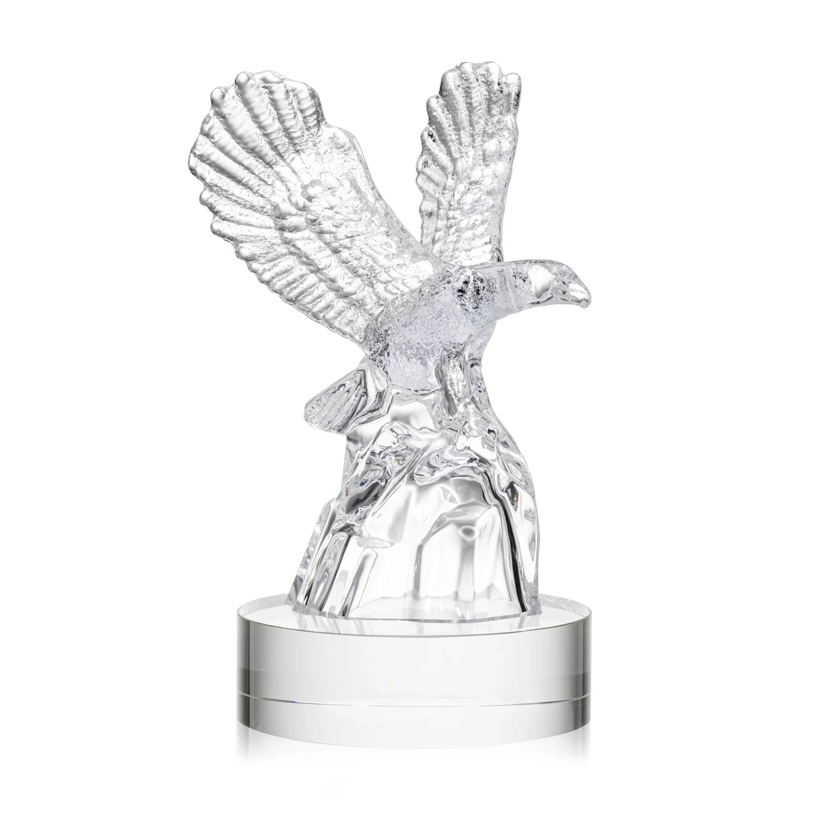Custom Optical Crystal Eagle Award on a Crystalline Mountain Peak for team milestone celebrations