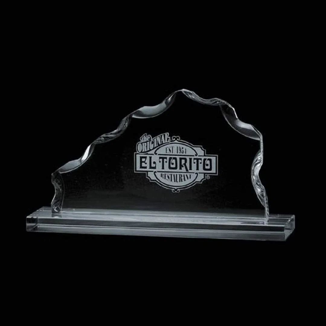 Custom Jade Glass Iceberg Award With Randomly Chipped, Polished Edges for employee recognition