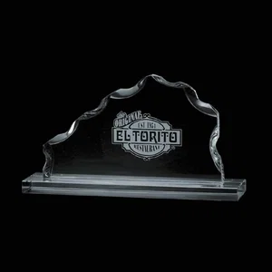 Jade Glass Iceberg Award With Randomly Chipped, Polished Edges