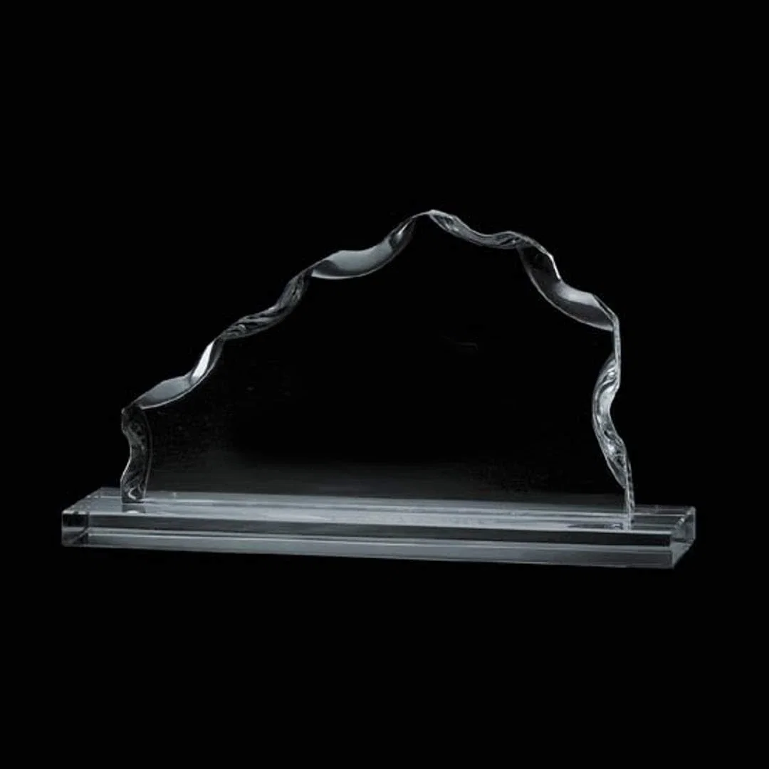 Custom Jade Glass Iceberg Award With Randomly Chipped, Polished Edges for corporate award ceremonies