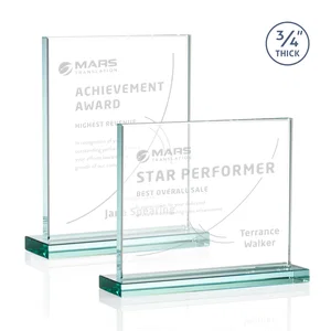 Jade Crystal Upright Award, 0.75 Inch Thick, Built For Deep Etching