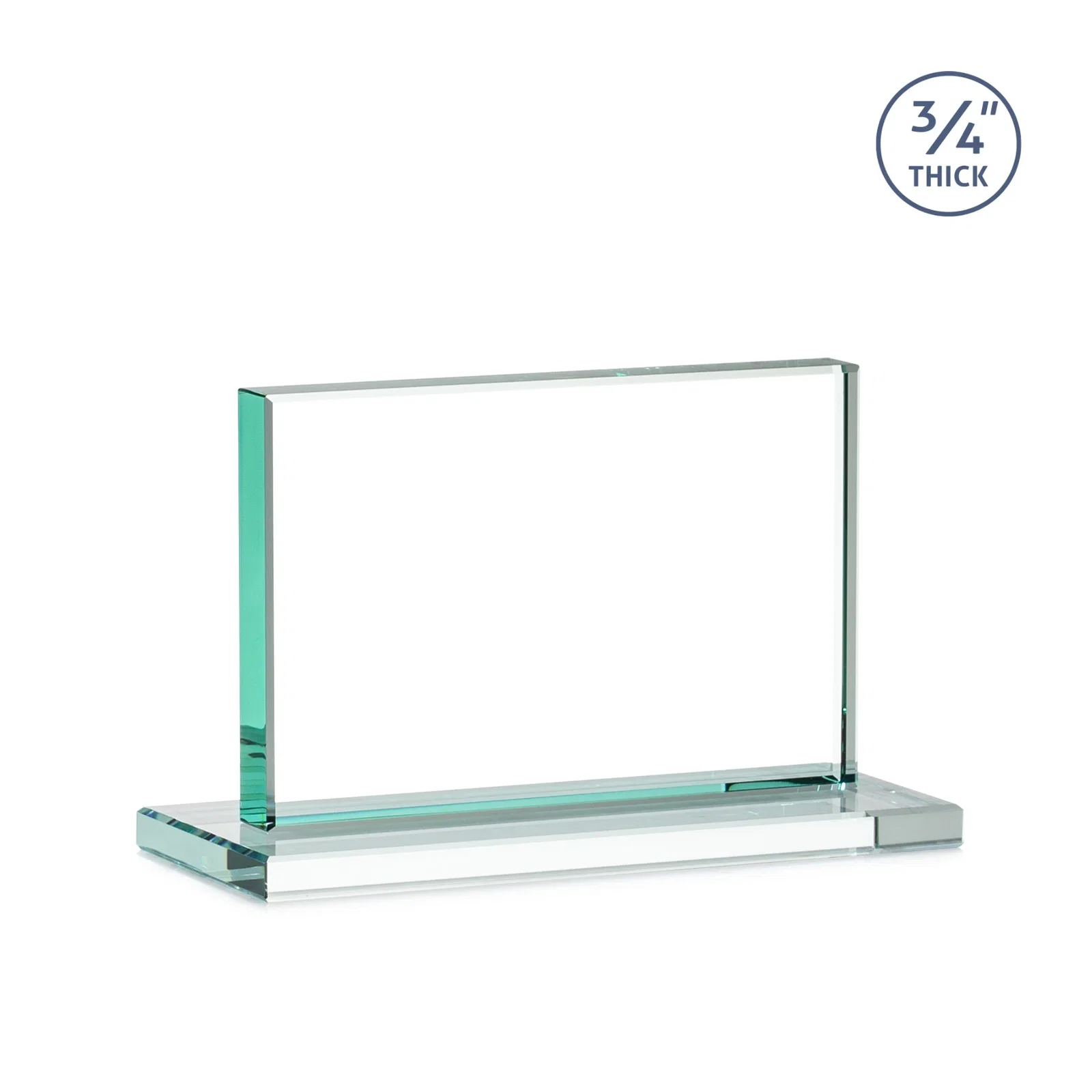 Personalized Jade Crystal Upright Award, 0.75 Inch Thick, Built For Deep Etching, with your logo for sales achievement awards