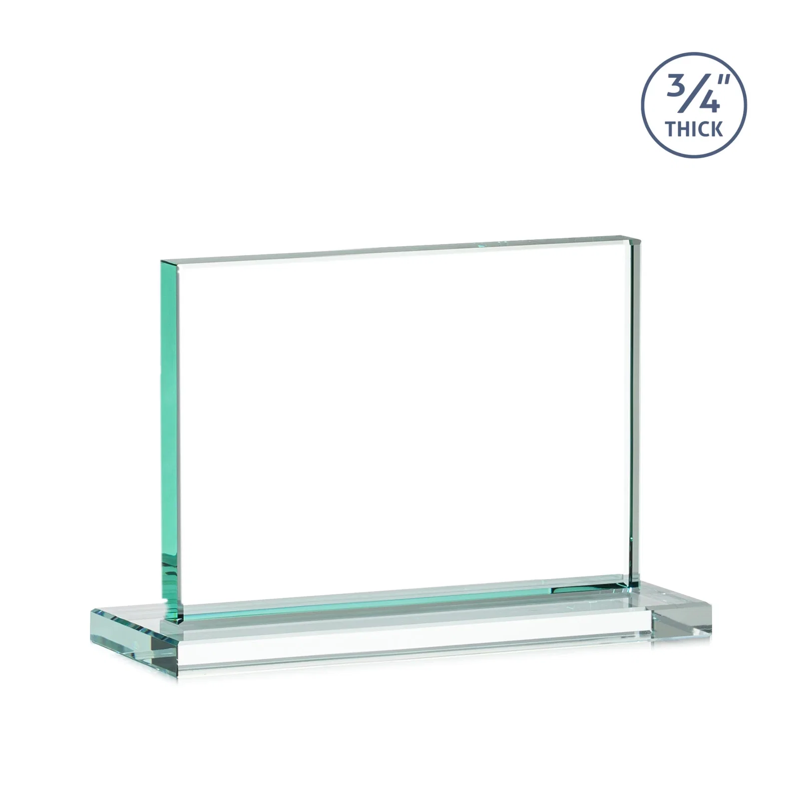 Personalized Jade Crystal Upright Award, 0.75 Inch Thick, Built For Deep Etching, with your logo for retirement presentations