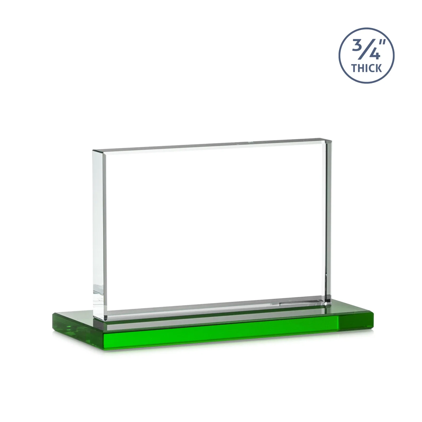 Personalized Jade Crystal Upright Award, 0.75 Inch Thick, Built For Deep Etching, with your logo for volunteer appreciation