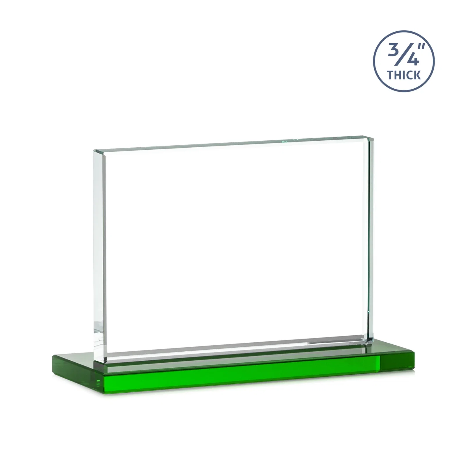 Personalized Jade Crystal Upright Award, 0.75 Inch Thick, Built For Deep Etching, with your logo for dealer and partner awards