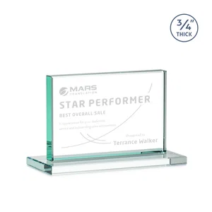 Jade Crystal Upright Award, 0.75 Inch Thick, Built For Deep Etching