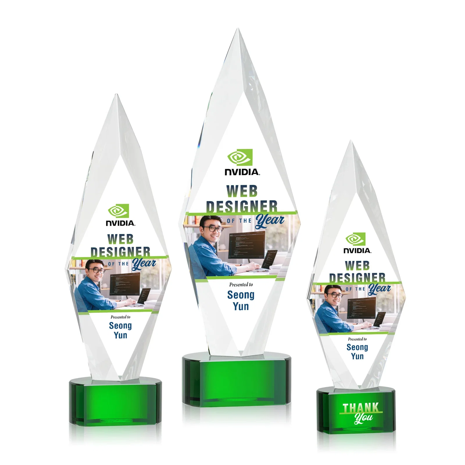 Personalized Beveled Arrowhead Optical Crystal Award on Paragon Base for safety achievement programs