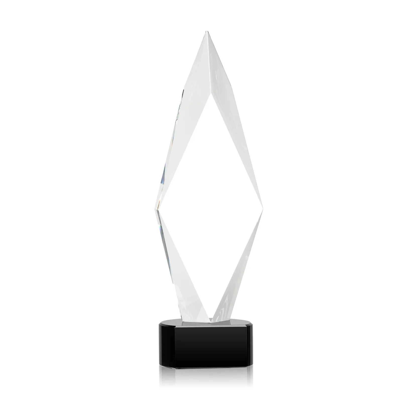 Custom printed Beveled Arrowhead Optical Crystal Award on Paragon Base for graduation ceremonies