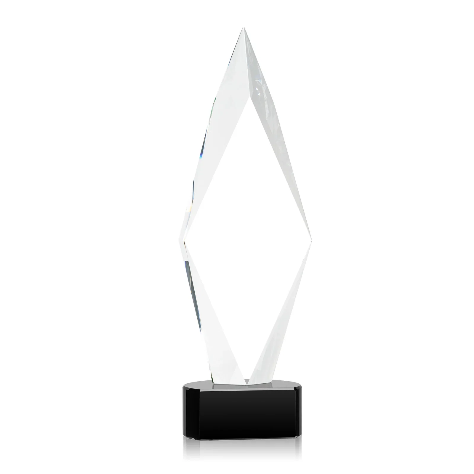 Custom printed Beveled Arrowhead Optical Crystal Award on Paragon Base for safety achievement programs