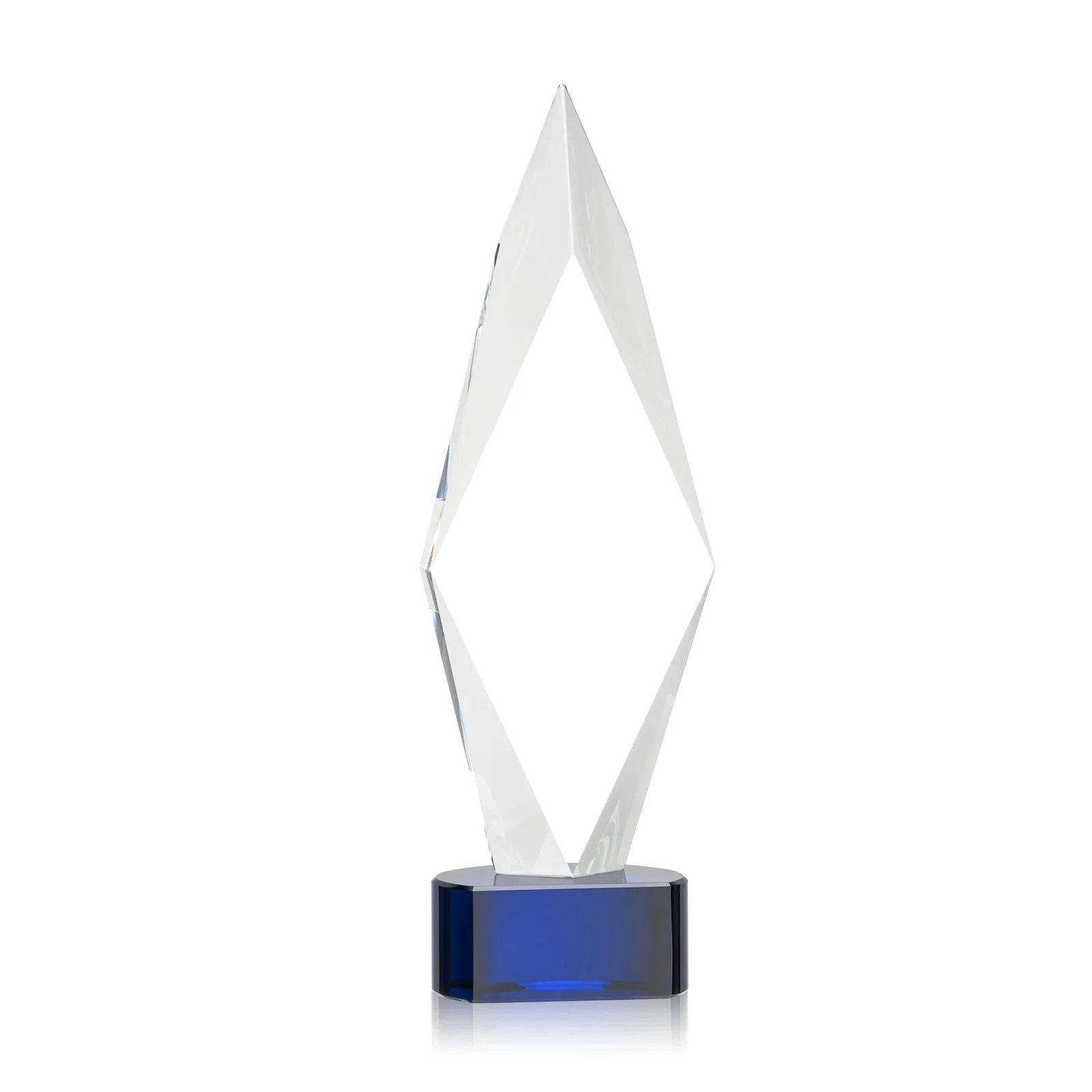 Custom printed Beveled Arrowhead Optical Crystal Award on Paragon Base for dealer and partner awards