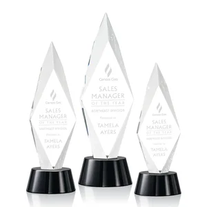 Beveled Arrowhead Optical Crystal Award on Round Base
