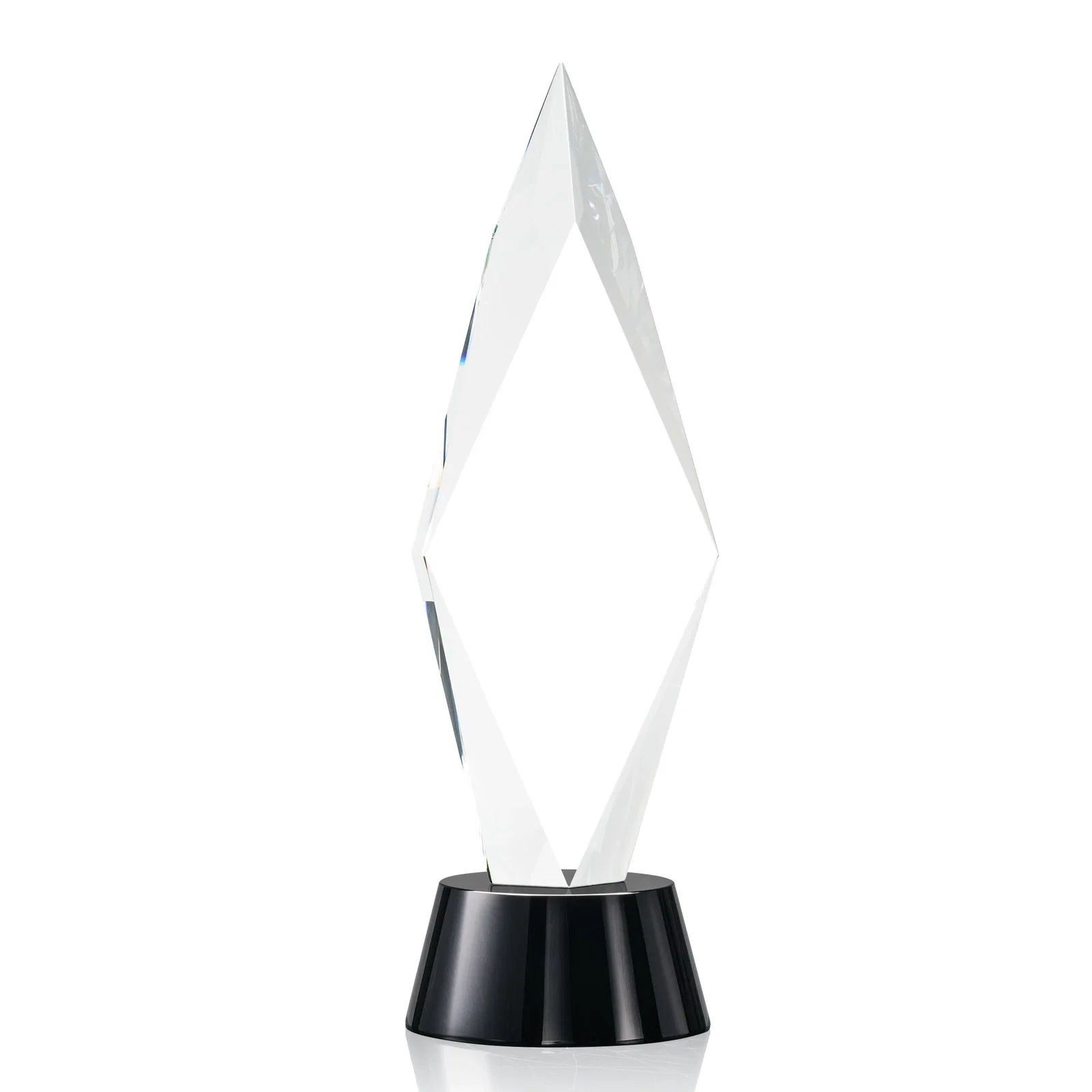 Personalized Beveled Arrowhead Optical Crystal Award on Round Base for service anniversary gifts