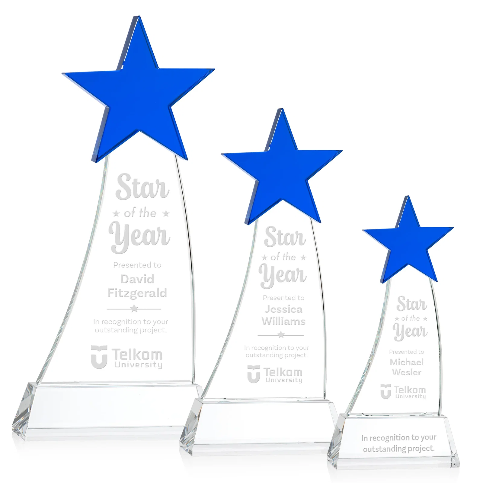 Personalized Optical Crystal Award With an Emerald Star Accent for corporate award ceremonies