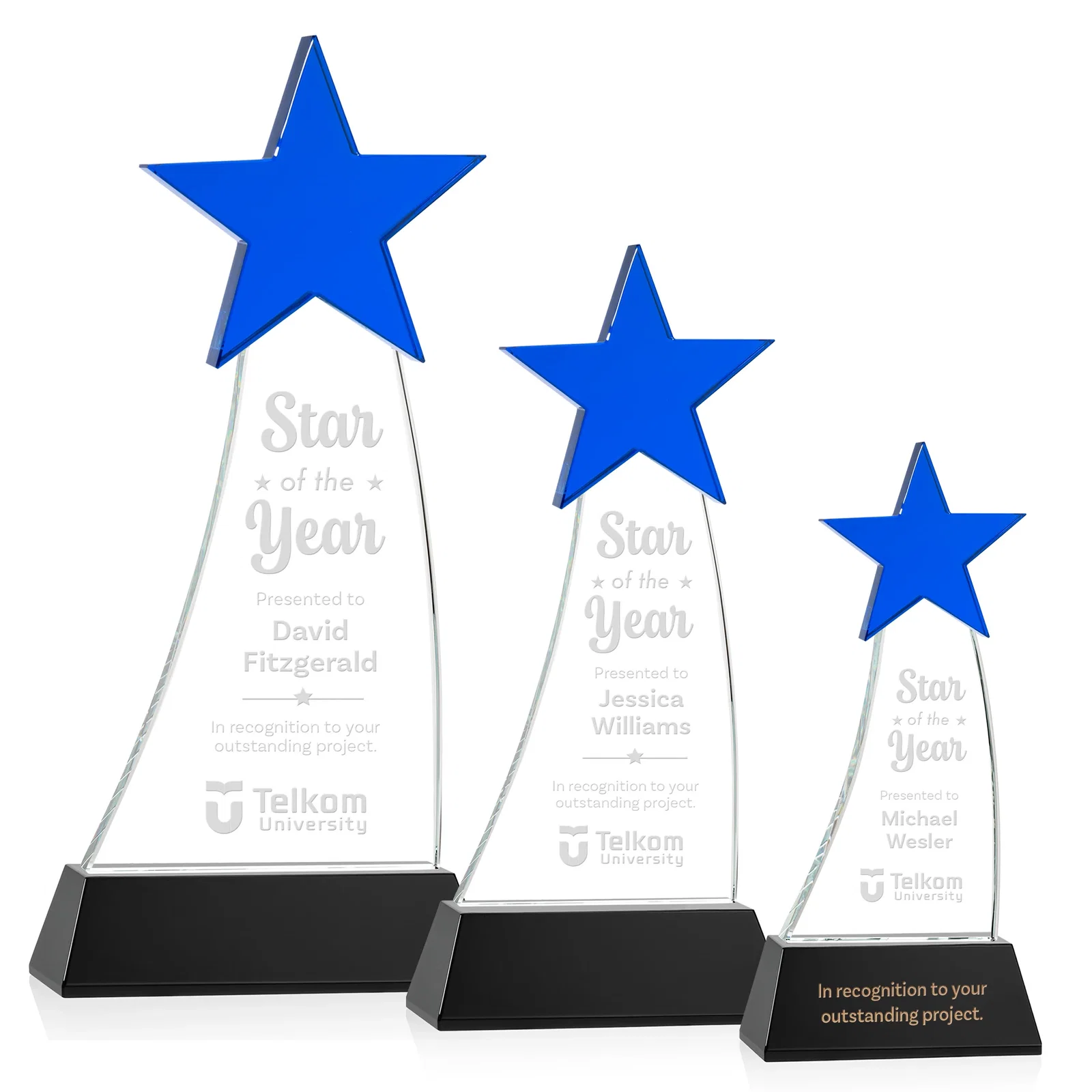 Personalized Optical Crystal Award With an Emerald Star Accent for donor appreciation