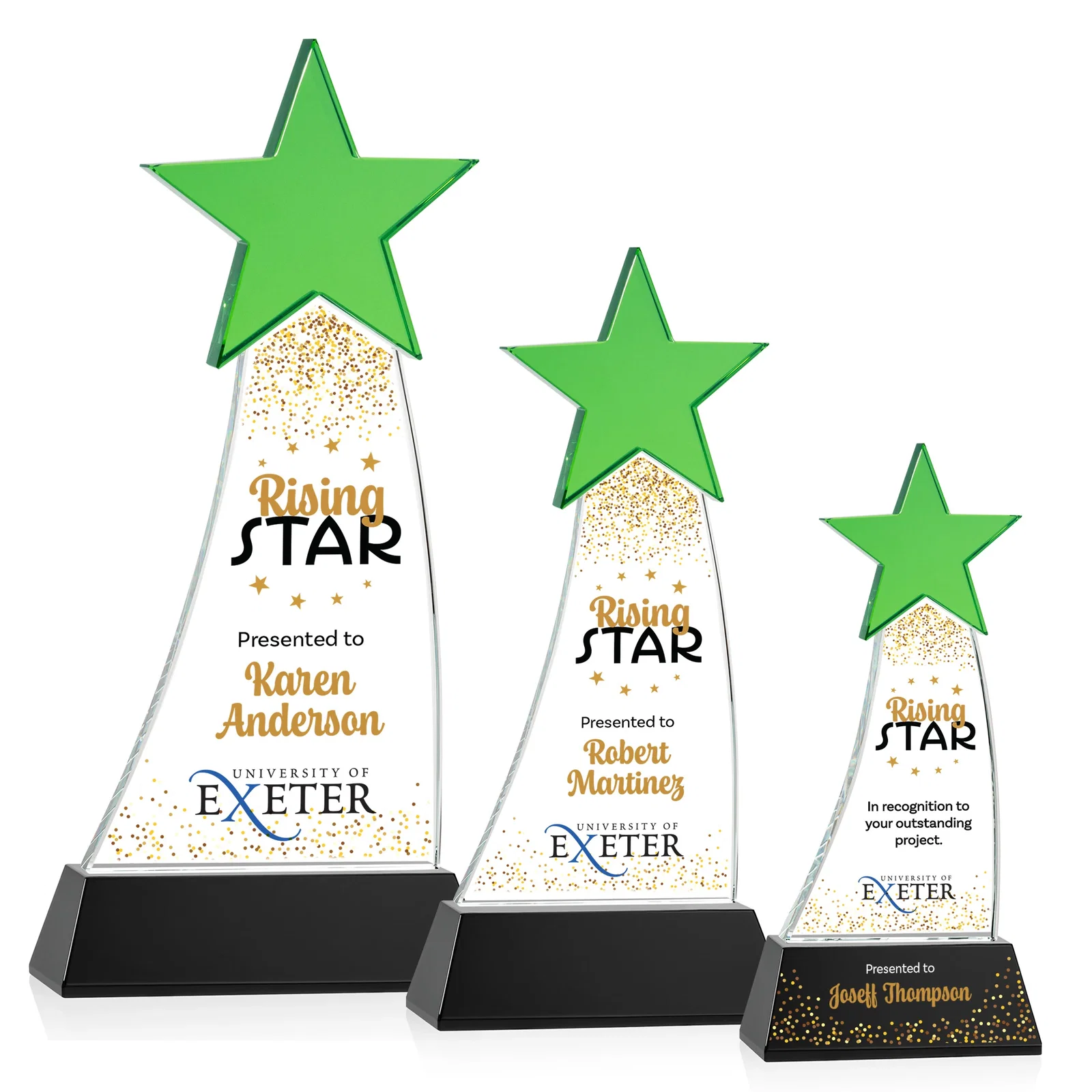 Promotional Optical Crystal Award With an Emerald Star Accent for donor appreciation