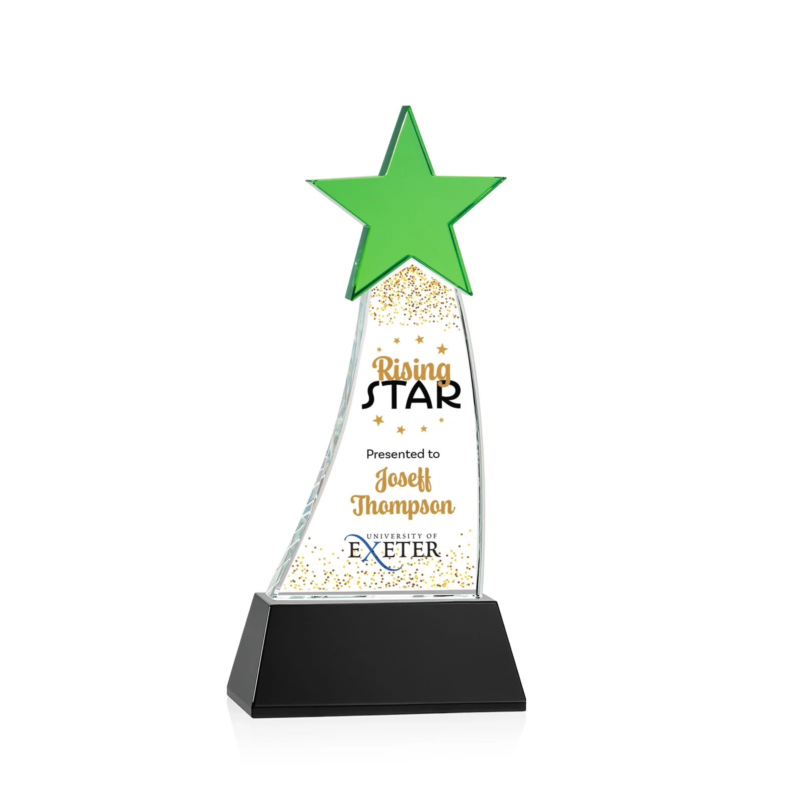 Promotional Optical Crystal Award With an Emerald Star Accent for graduation ceremonies