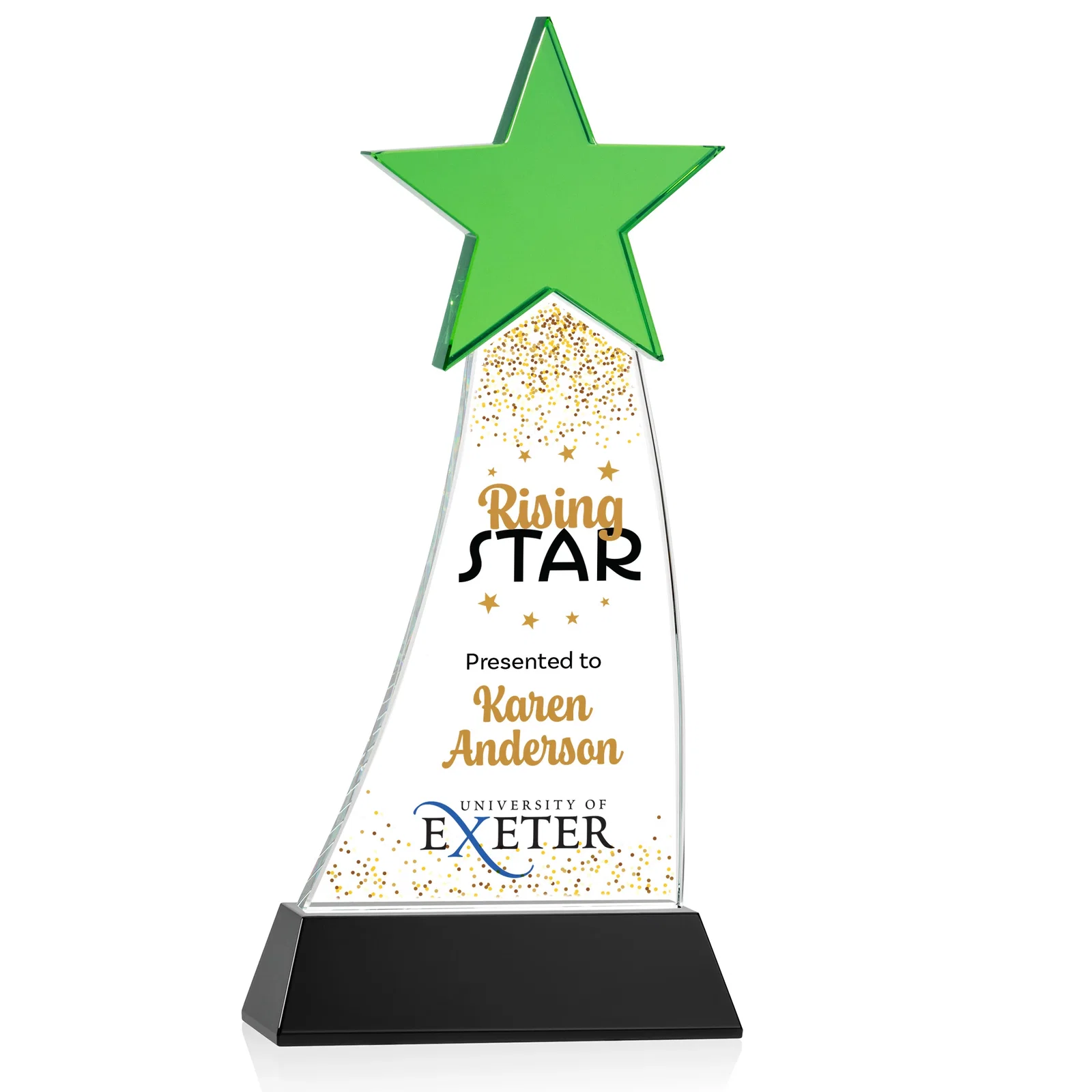 Promotional Optical Crystal Award With an Emerald Star Accent for volunteer appreciation